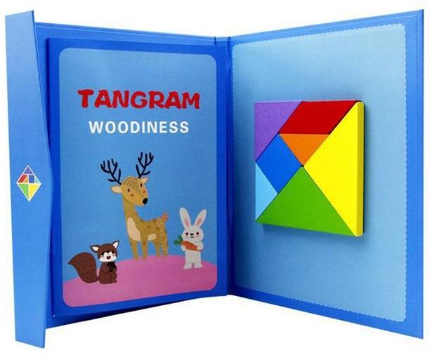 BHVMEY Magnetic Travel Puzzle – Tangram Wooden Book for Kids