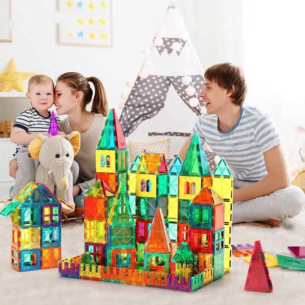 P PAYTAG 100pcs Magnetic Building Tiles & Blocks - Open-Ended Creative Toys (Multicolor)