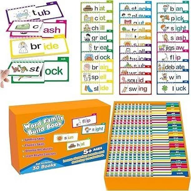jofraking Word Family Build Book,Learn to Read Phonics for Kids,30 Read & Rhyme Flip Books