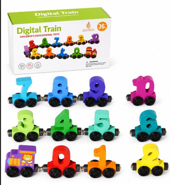 kydonest Digital Number Train Toy Set for Kids | Wooden Magnetic Number Train 0–9
