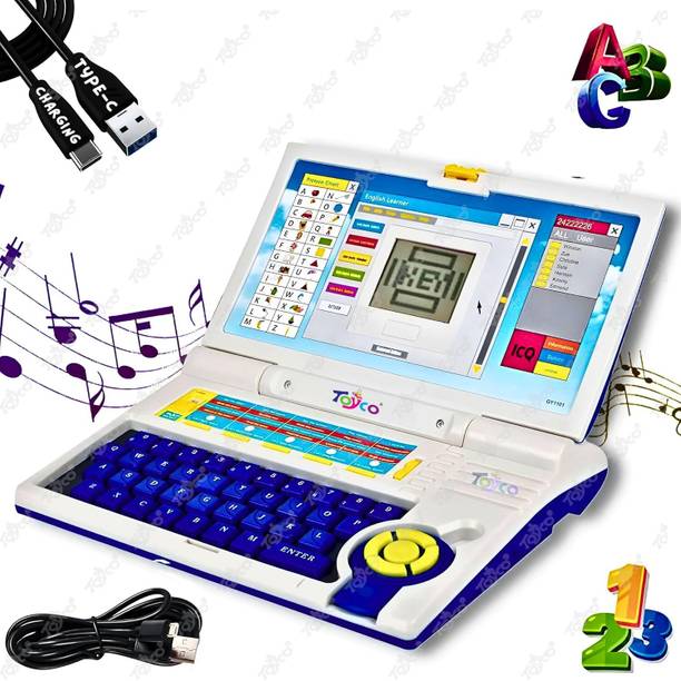 Toyco 20 Learning Activities Kids Educational Laptop Toy, Letter Games Maths Memory