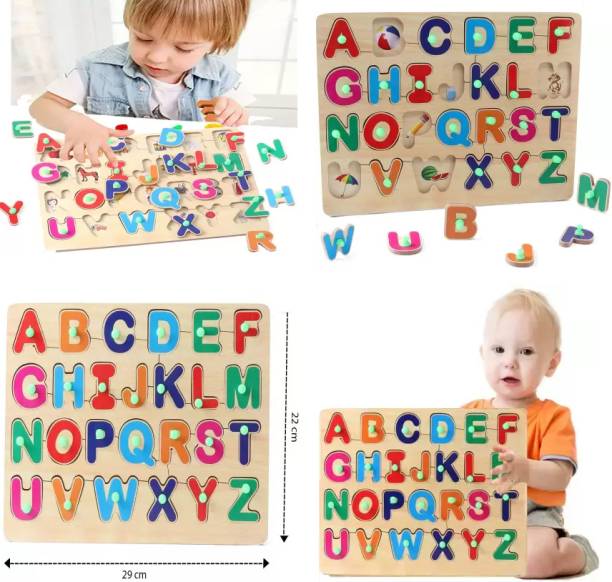 Mypleasureshopee Wooden Educational learning A To Z English Alphabets Board Puzzle With Pictures