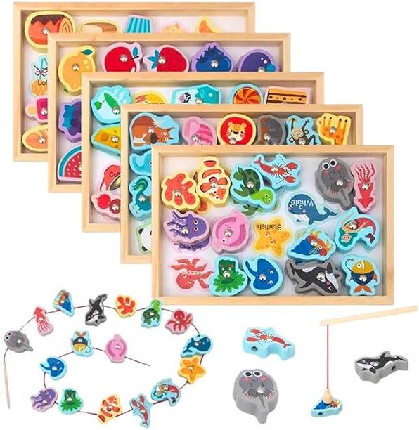 MaJolies Magnetic Fishing and Lacing Toy for Toddlers | Montessori Learning Toy
