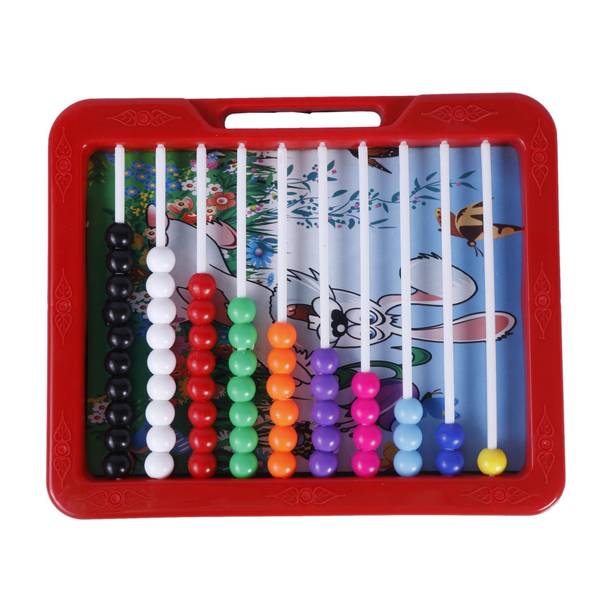 Ratnas 2 In 1 Counting Slate with Beads & Black Board on the Back Red