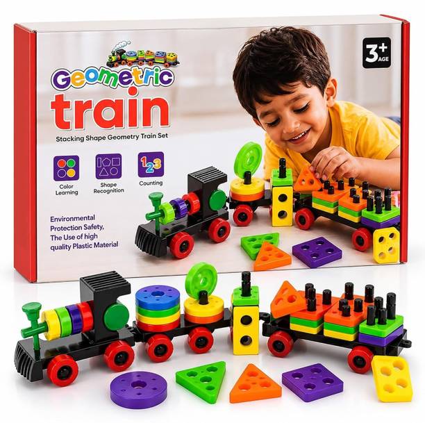 Sotnof Geometric color & Shape Sorting Train Toy for Kids Educational Learning set