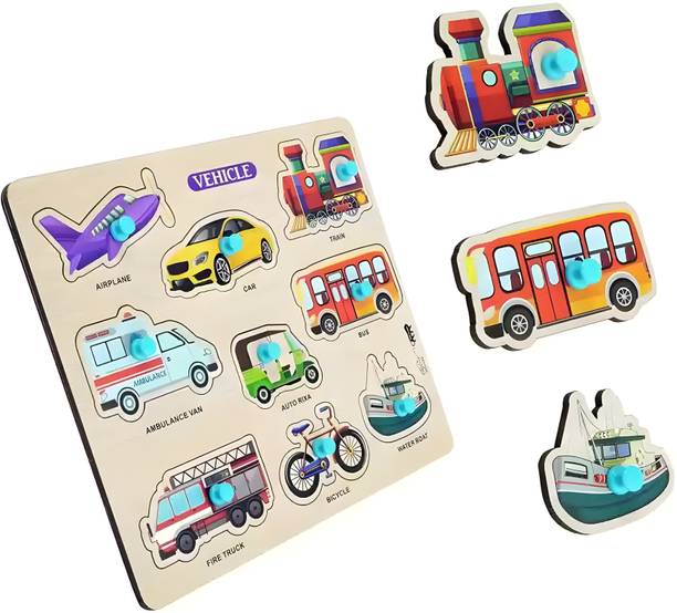 BOZICA Wooden Air, Water & Land Transport Learning Educational Game Board for Kids