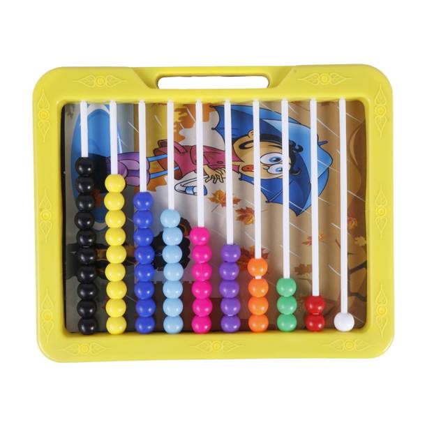 Ratnas 2 In 1 Counting Slate with Beads & Black Board on the Back Yellow