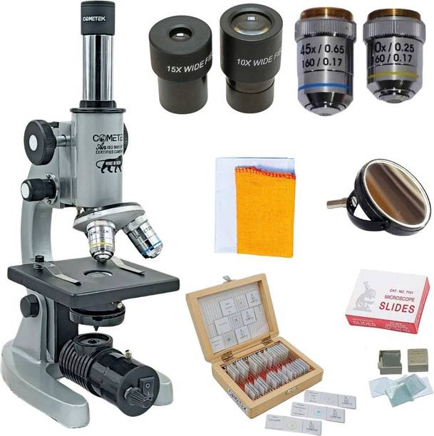 COMETEK Student 675x Compound Microscope - Mag: 100x to 675x with 25 Prepared Slides