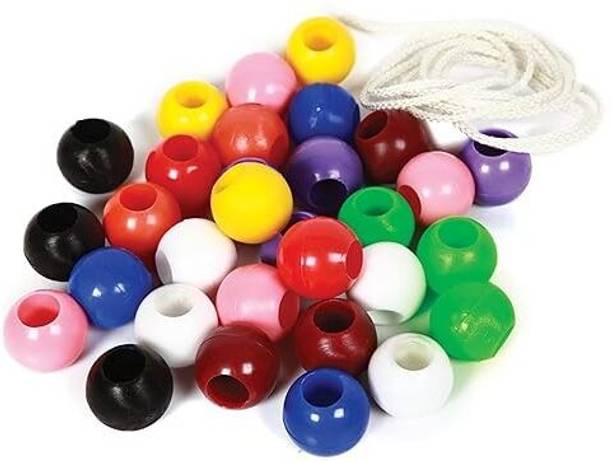 toggleplay Plastic Beads Threading Toy for Kids | Multicolor Lacing Beads with String