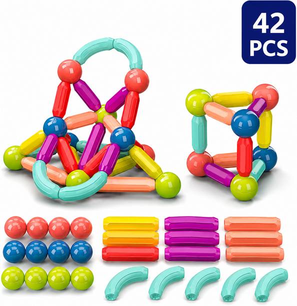 Sajaa 42 PCS Magnetic Stick Building Blocks Educational STEM Construction Toy for Kids