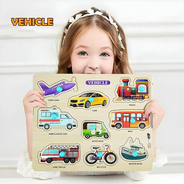 बोज़िका Wooden Air, Water & Land Vehicles Learning Educational Game Board for Kids