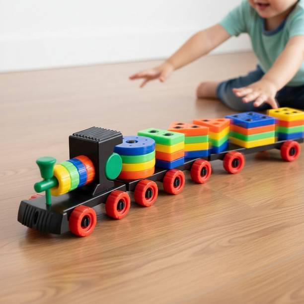 S sukan tex Geometric shaps Plastic Train Toy Set with Multi Colors for Kids