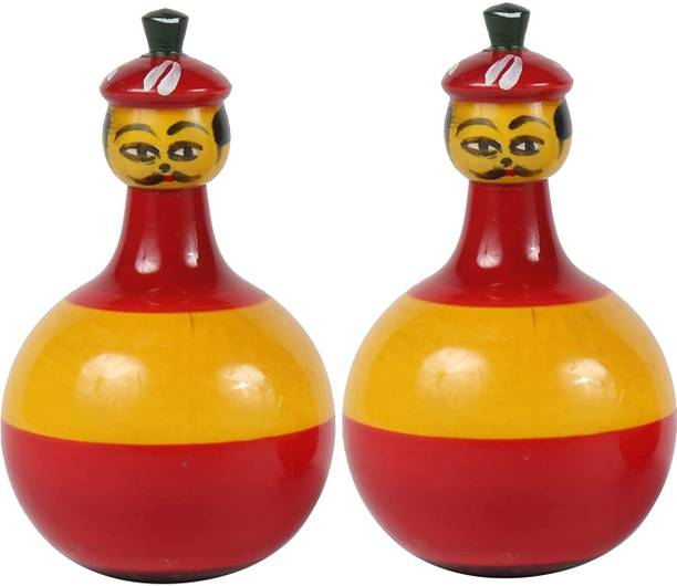 Kishore collection Wooden Dancing Dolls for Kids Set of 2 Pieces Develops Curiosity & Motor Skills