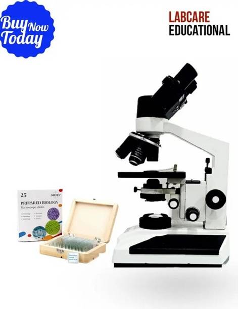 labcare Binocular LED Educational Microscope 1000X with 25 Prepared Slides