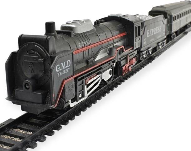 Liztora 19 Pcs Battery Operated Toy Train Set with LED Light Engine & Railway Track