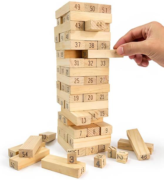 Acquire Wooden Blocks 54 pcs With 4 Wooden Dice
