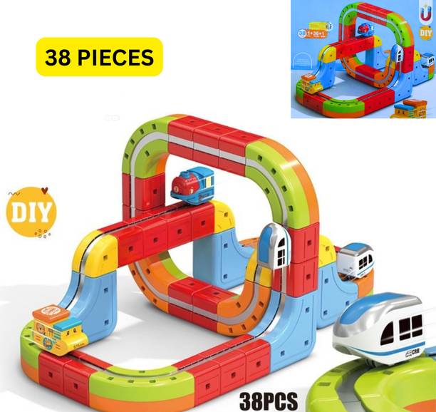 ALFIO KIDZ Magnetic Train Track Set for Kids – 38 Pcs