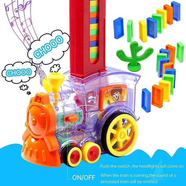 Pepstter Domino Blocks Train Rally Electric Stacking Toy Set with Lights and Sounds