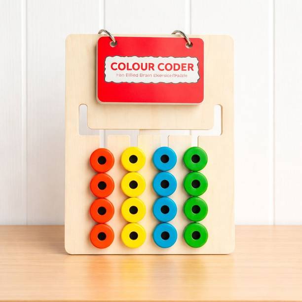 NIVZO Wooden Color Coder Montessori Slide Puzzle | Brain Development Toy for Kids