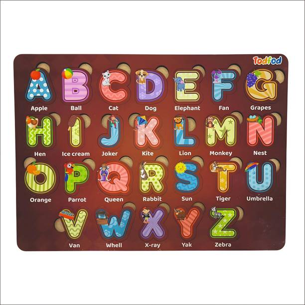 Todfod Wooden English Alphabets Puzzle Board – Early Learning Educational Toy for Kids