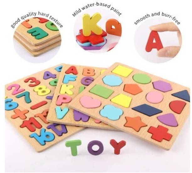 PLAYFULL Wooden Learning Educational Board for Kids, Puzzle Toys for Boys & Girls