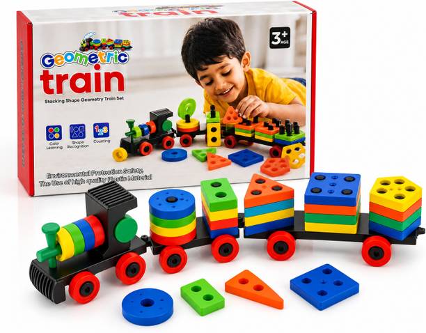 SAREE HEAVEN COUTURE Kids Shape Sorting Train Toy Educational Learning Blocks