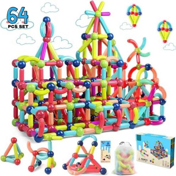 TheToyBunch Magnetic Blocks for Kids 64PCS, STEM Learning & Construction Building Set