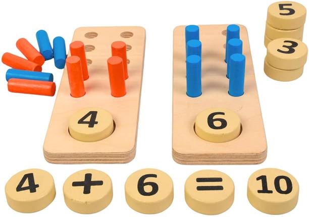 Baba Fab Montessori Math Learning Kit for Kids| Wooden Counting Peg Board,Numbers & Games