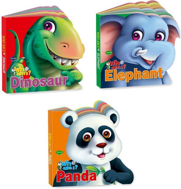 Set Of 3 Who Am I Story Books Of Panda , Elephant & Dinosaur