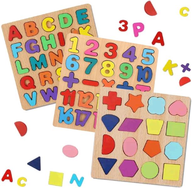 Pumpkin Toys Wooden Alphabet & Numbers Puzzles