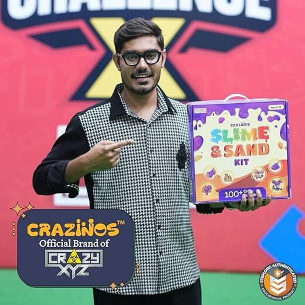Crazinos 3 in 1 Slime, Sand and Clay Kit | 100+ Hands-On STEM| Kids Age 4-16|By Crazy XYZ