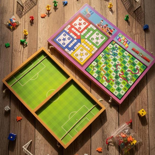 Novexa 3 IN 1 WOODEN BOARD GAME FOR KIDS | LUDO SNAKE LADDER & TABLE BOARD FAMILY GAME Board Game Accessories