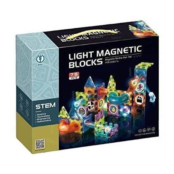 Kidoyz 75 Piece Light Magnetic Blocks, Magic Building Blocks for Kids 3D STEM Toys