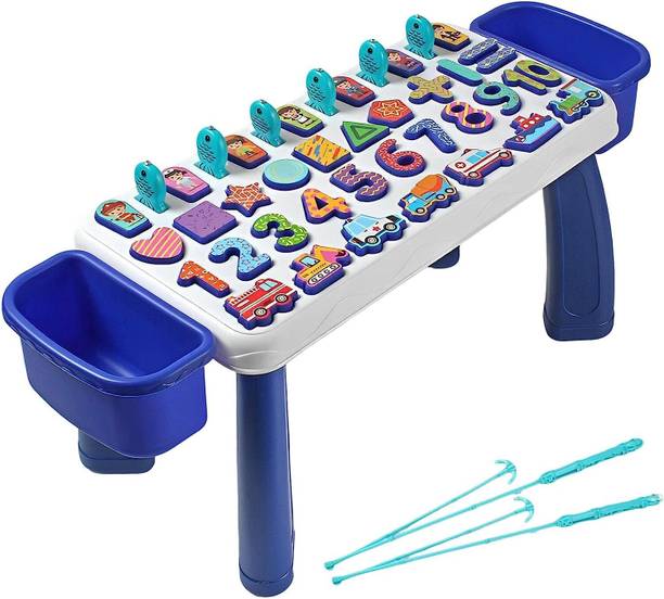 IndusBay 5 IN 1 Number Puzzle, Match Count Color Shape Sorter Fishing Educational Toys