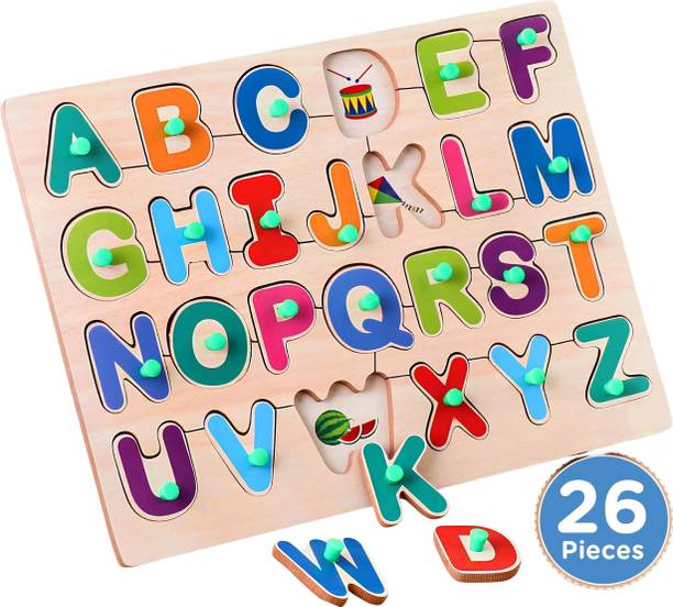 बोज़िका Wooden Educational Creative learning A To Z English Alphabets ABCD Board Puzzle