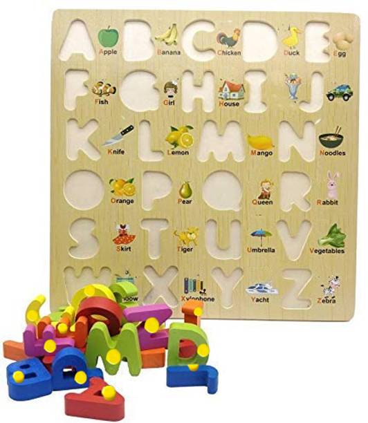 Plus Shine Small Letters Alphabet Board Educational Learning Puzzle Game with Picture&Knobs