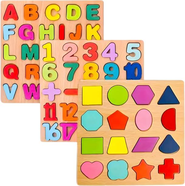 CANWELL Early Learning 3D Puzzle Board – Alphabets, Numbers & Shapes AL-102