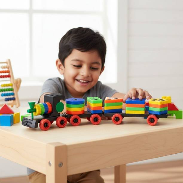 VrajVilla Blocks Puzzle Geometric Train Early development Learning Educational Toy