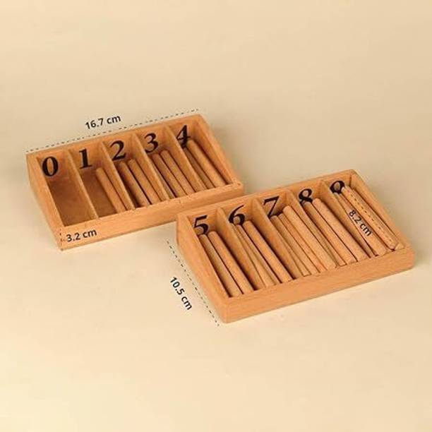 Playbox Montessori Wooden Spindle Box Math Learning Number Recognition & Counting Toys