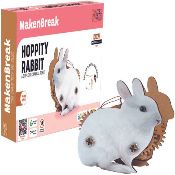 MAKENBREAK Hoppity Rabbit|DIY STEM/STEAM Toy, Bday Gift for Kid 8+ yrs,Jumping Animal Robot
