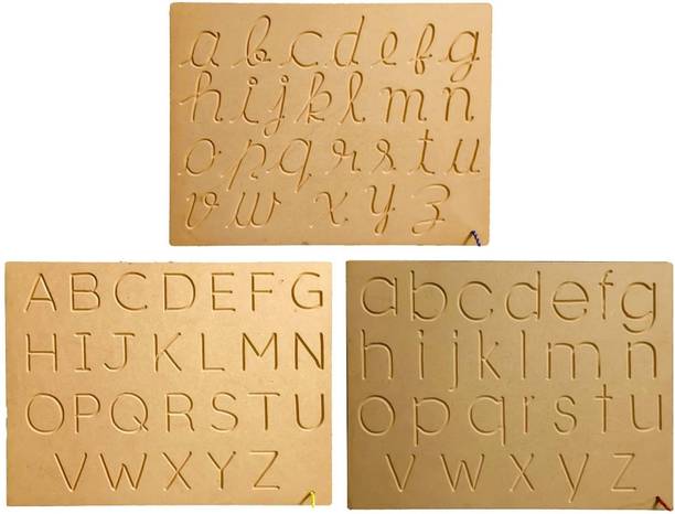 REWASHREE CRAFT WORLD Wooden Tracing Board Pencil Slates Alphabets Capital, Small,Cursive Small