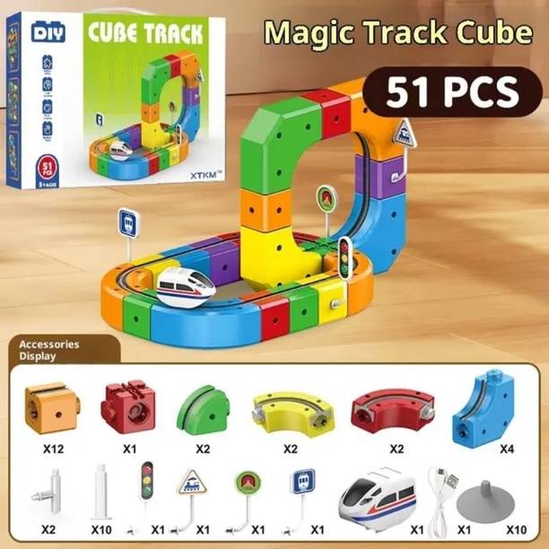 Grebe DIY Cube Track Magic Rail Train Set 51 Pieces