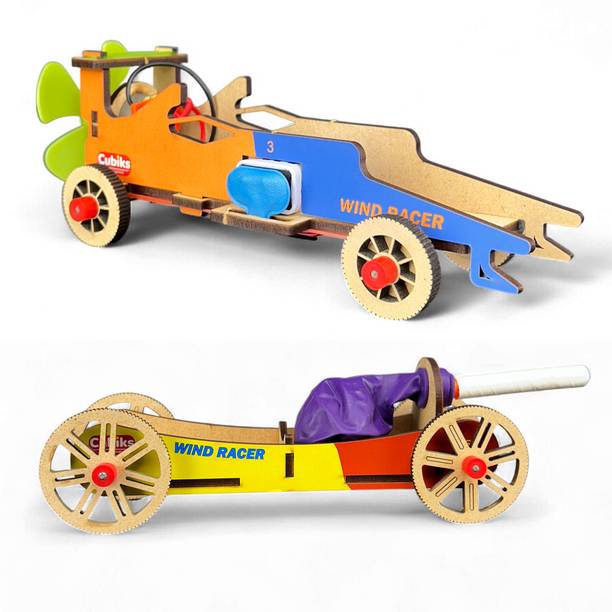 Cubiks 2-in-1 DIY Wind & Balloon Car STEM Toy for Kids 6–12 | Build & Race Kit