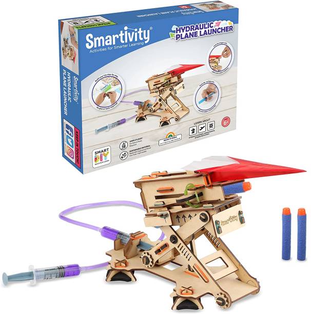 Smartivity Hydraulic Plane Launcher STEM DIY Fun Toy for Kids 6 to 12, Best Gift for Boys & Girls, Educational & Construction based Activity Game, Learn Science Engineering Project, Made in India, By IIT Delhi Alumni