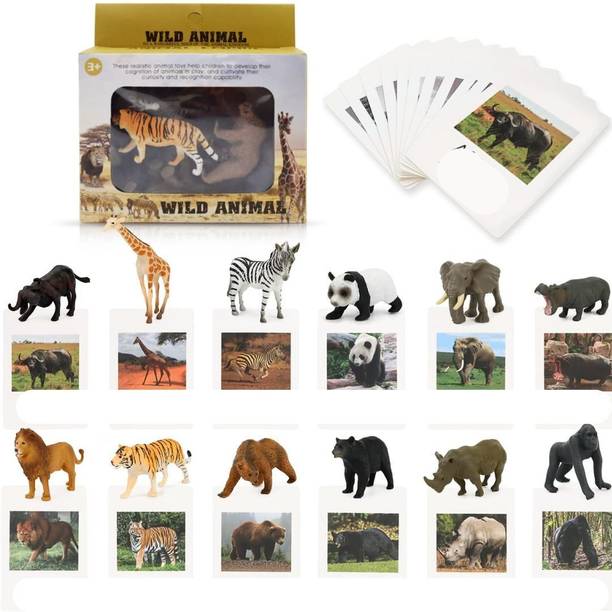 TurtleBee Jungle Animals figures with matching flash cards