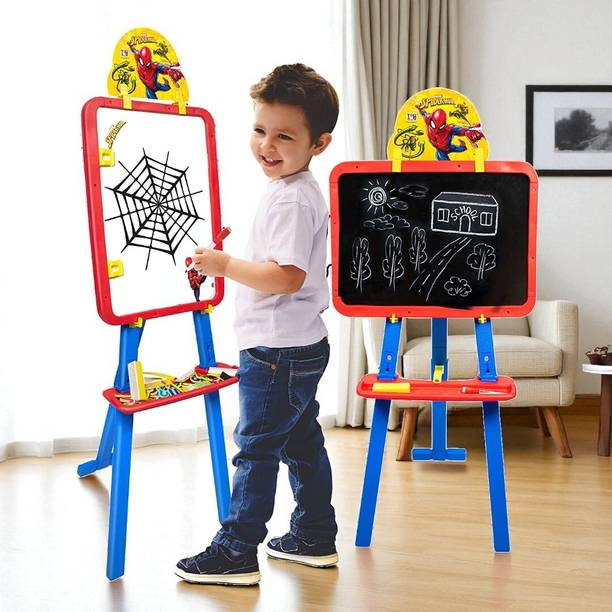 SARASI 5in1 Easel Board, Withe & Chalk Board, Spider Activity Sheet, Adjustment,