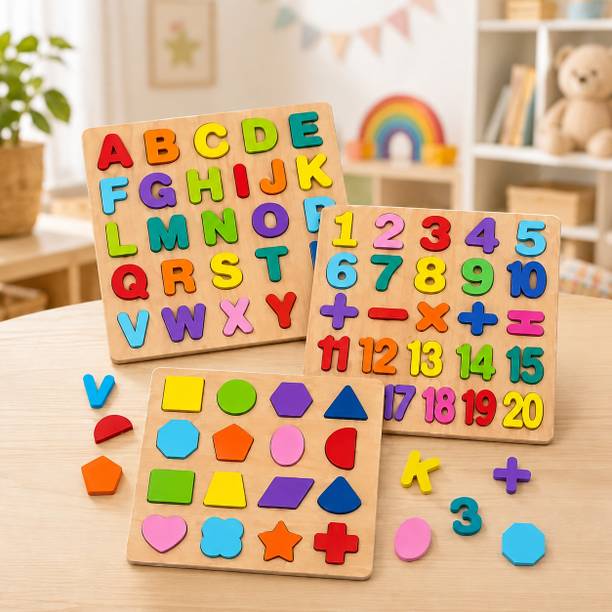 AJDK MART Toys 3 in 1 Wooden Puzzles for Toddlers |ABCD ,ALPHABET ,SHAPE