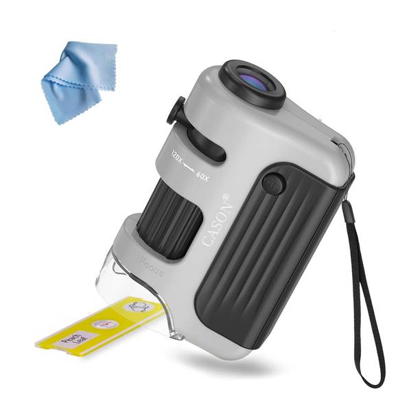 CASON Proffessional Pocket Microscope 60X-120X Mini Microscope for Kids,