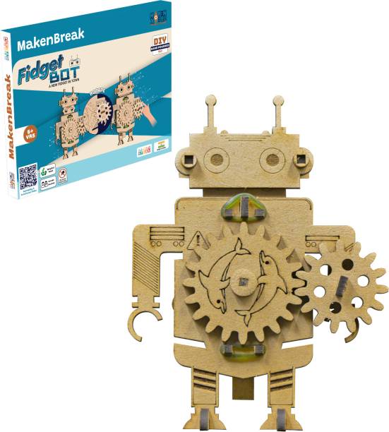 MAKENBREAK Fidget Bot |DIY STEM/STEAM Toy, Birthday Gift for Kid 6+yrs, Stress Relief Robot