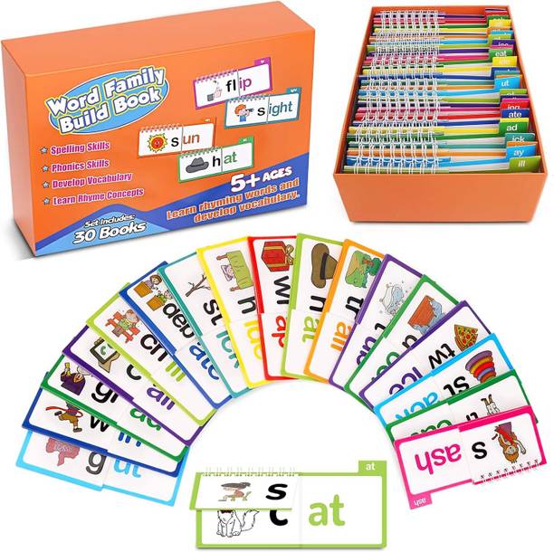 INDIWARRIOR Kids Activity Books Read and Rhyme Flip Books, Interesting Word Family Flip Book